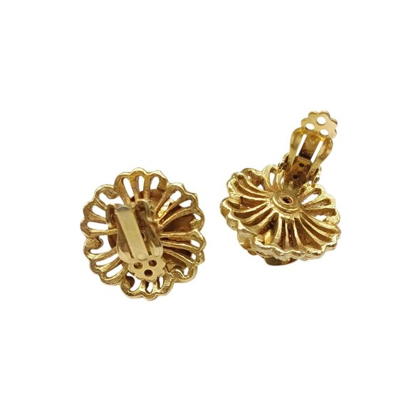 Vintage Golden Rose Clip-On Earrings - Picture 4 of 4